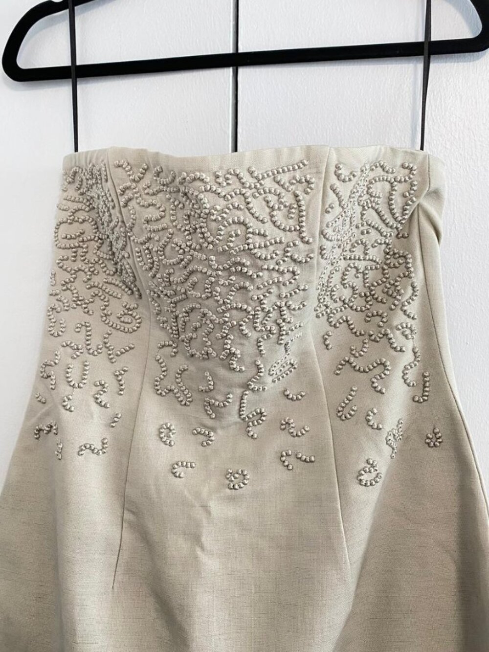 H&M - Linen-Blend Strapless Embellished Mini Dress